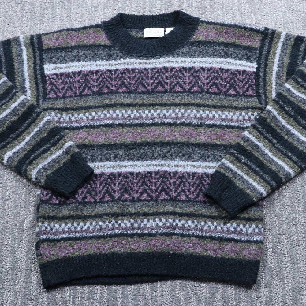 The Original Arizona Jean Company Womens Sweater Small Black Striped Cottagecore